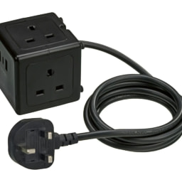 Black Socket Cube With USB Ports