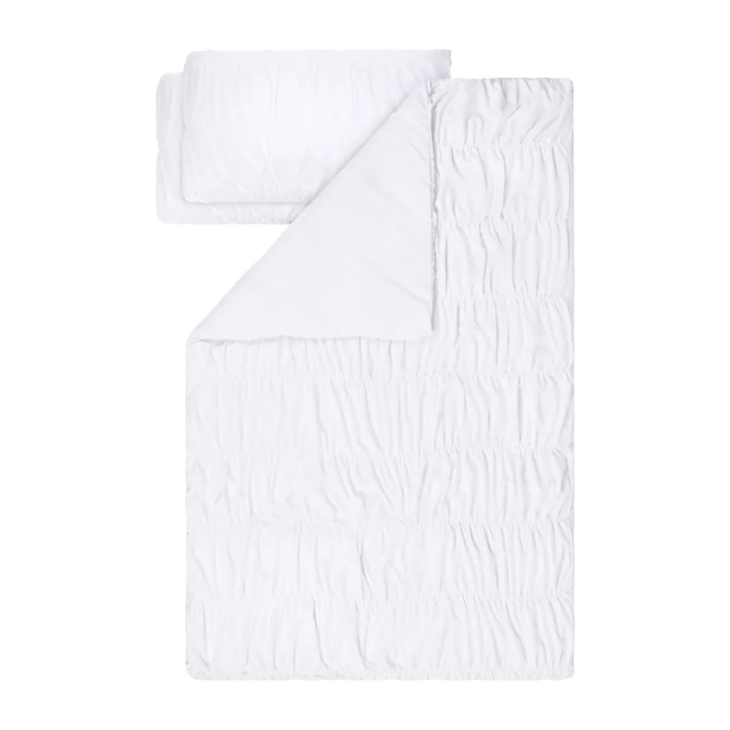 LIVARNO - White Ruched Satin Duvet Cover Set - Double