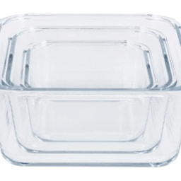 Square Glass Food Storage Containers - 3 Pieces