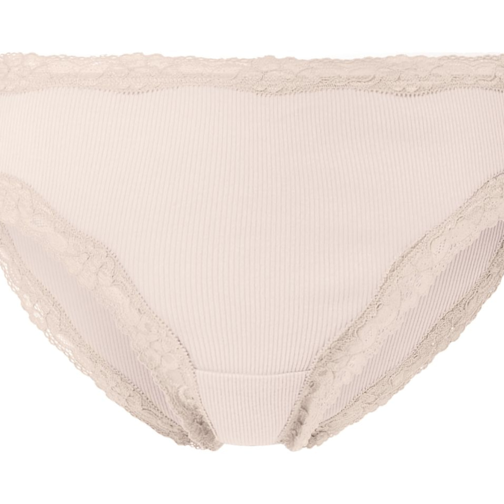 Ladies’ Grey and Pink Ribbed Briefs With Lace - 5 Pack