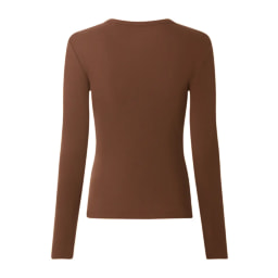 Ladies’ Beige & Brown Long Sleeve Ribbed Tops - 2 Pack