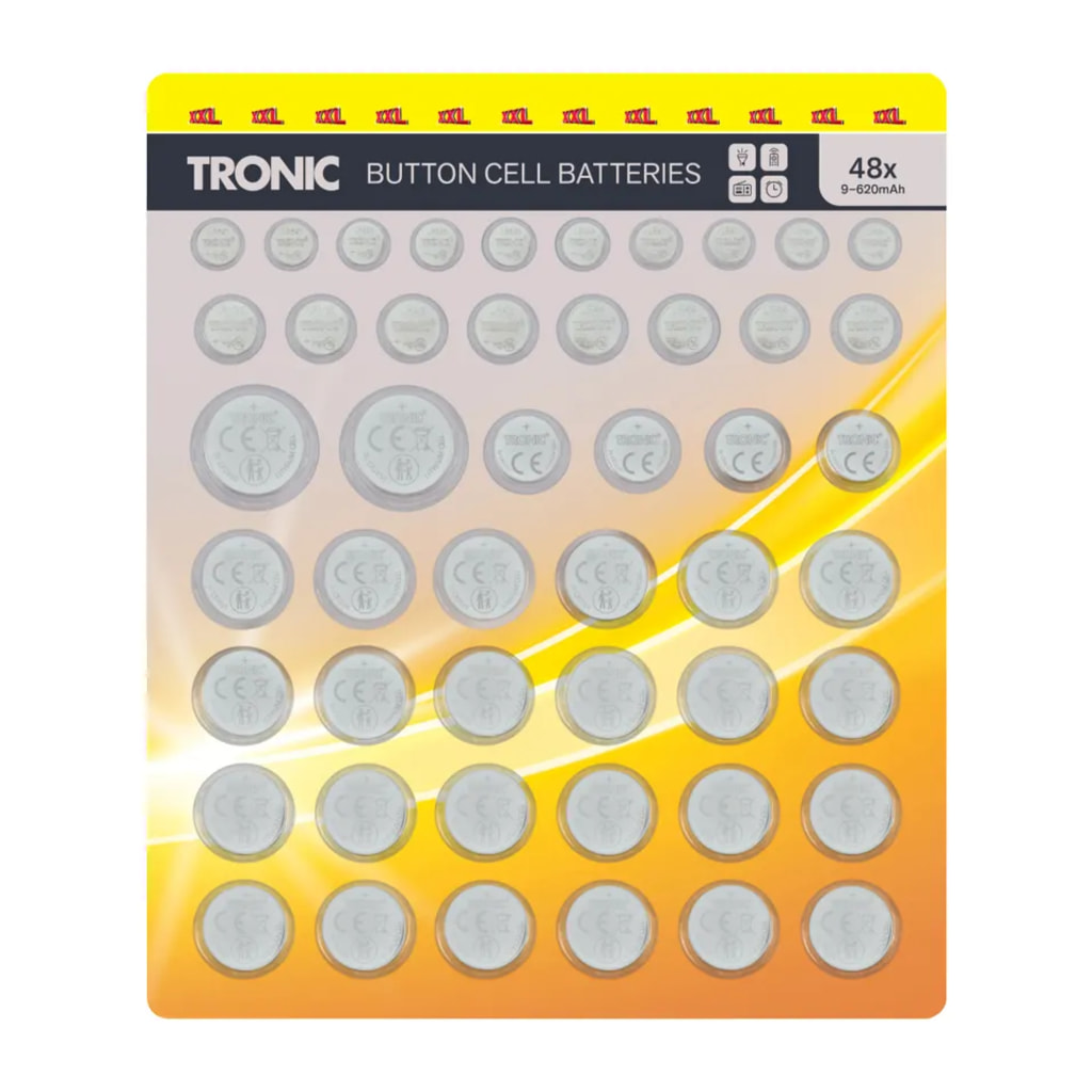 TRONIC - Button Cell Batteries - 48 Pieces