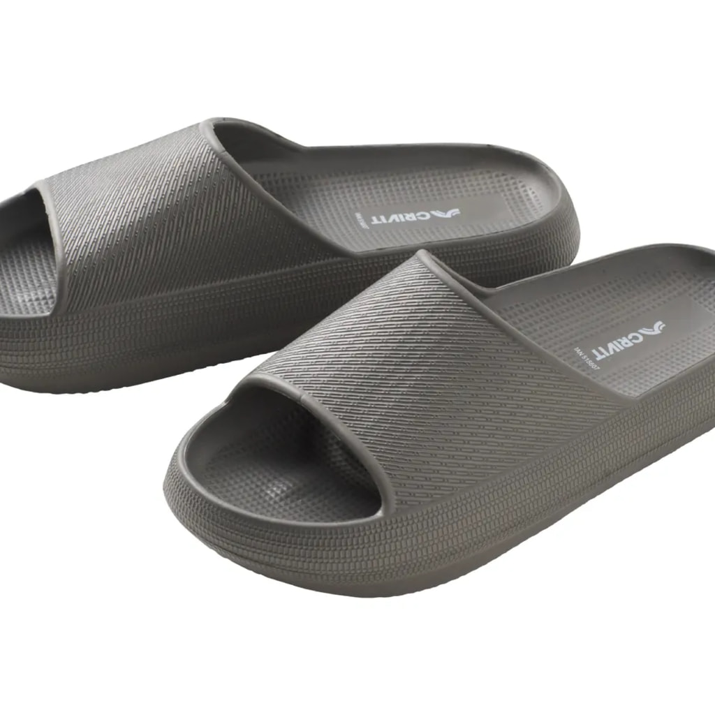 Men’s Grey Sliders With Wide Strap