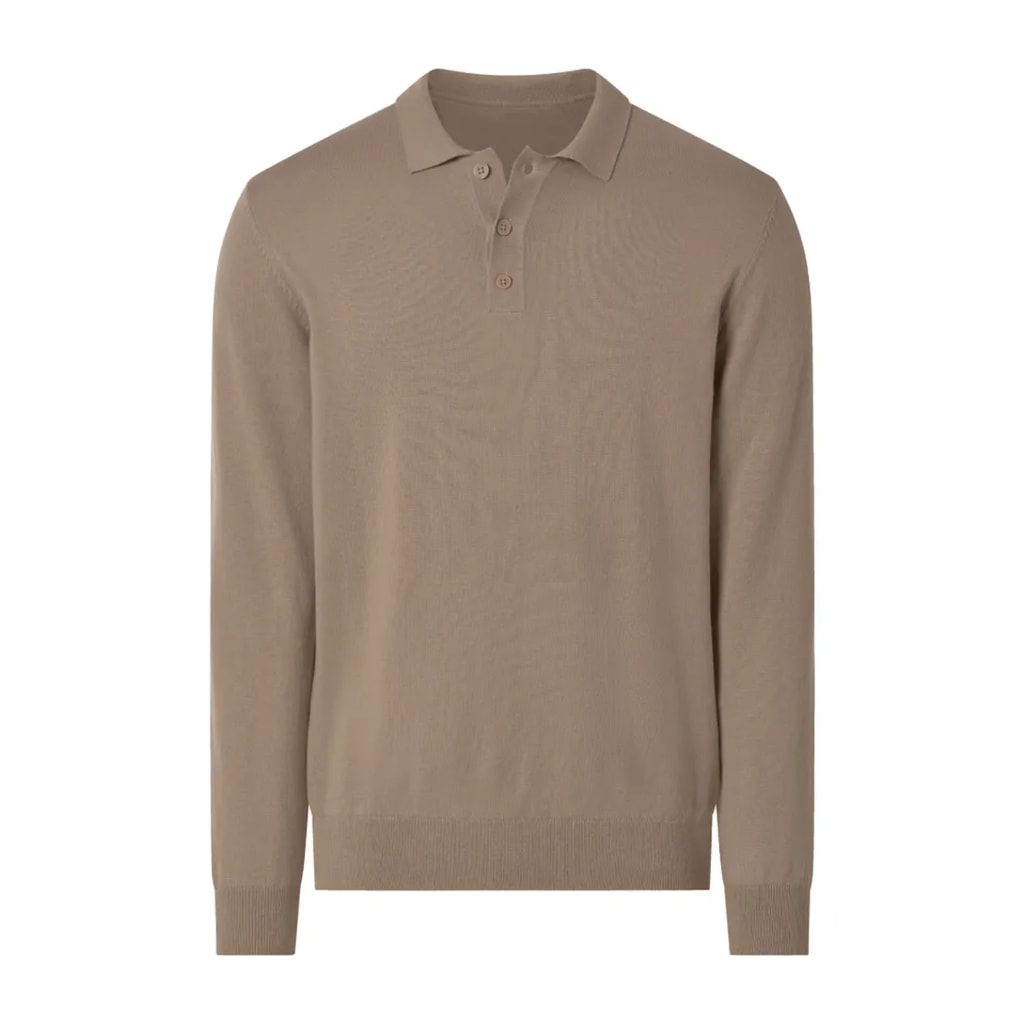 Men’s Beige Fine Knit Polo
