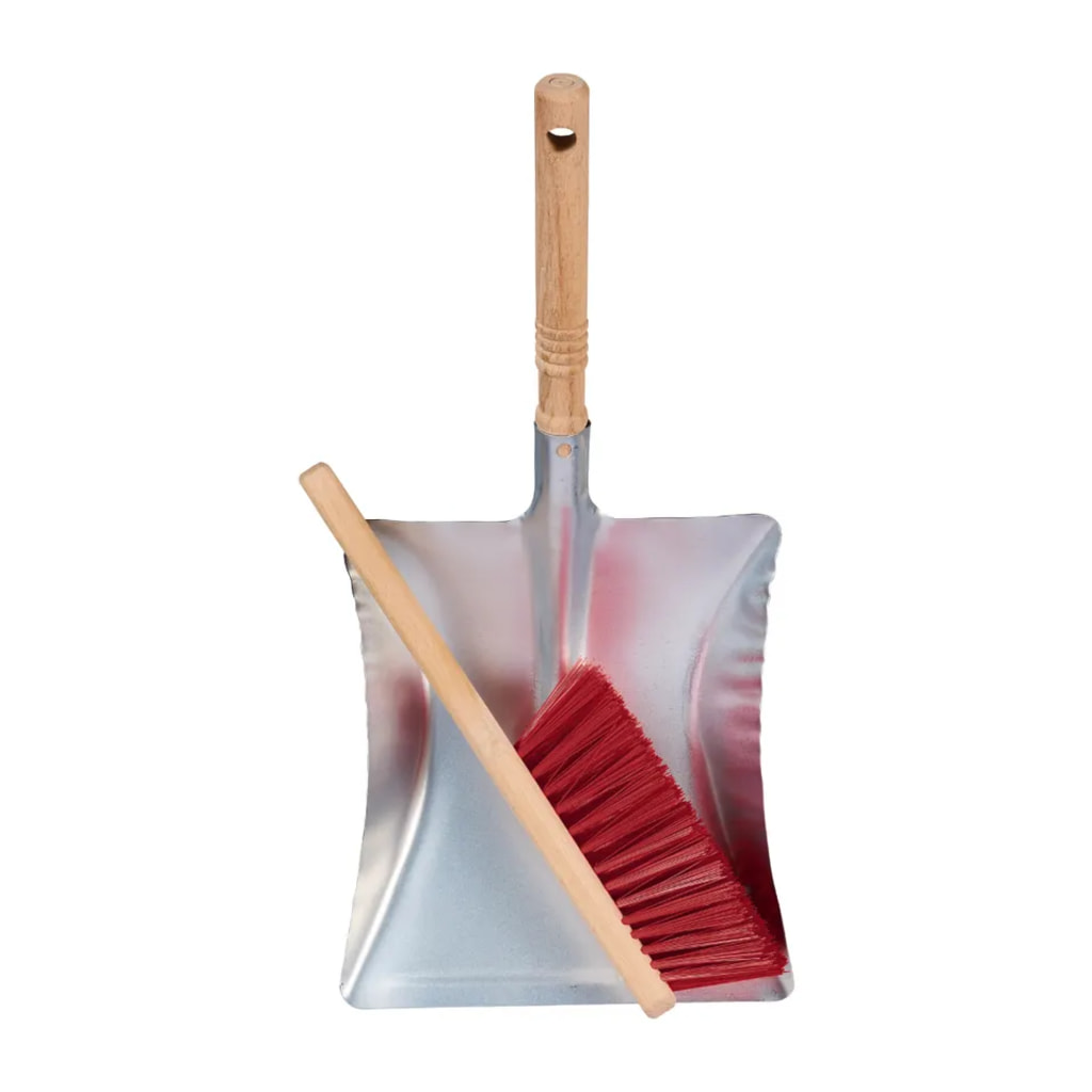 Outdoor Dustpan and Red Brush - 2 Piece Set