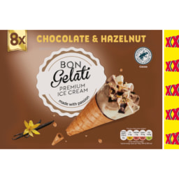 Bon Gelati Chocolate & Hazelnut Ice Cream Cones