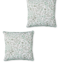 Outdoor Floral Green Cushions 2 Pack