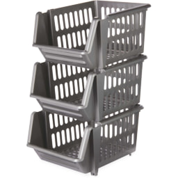 Grey Stackable Baskets 3 Pack
