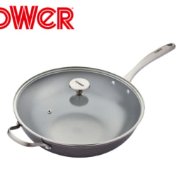 Tower Titan 32cm Cast Iron Wok With Side Handle and Lid
