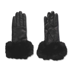 Ladies' Fur Trim Leather Gloves