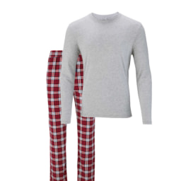 Men's Grey & Red Check Pyjamas