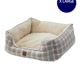 Grey Check XL Plush Pet Bed