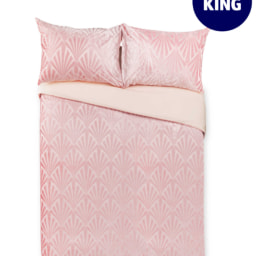Jacquard Velvet Pink King Duvet Set