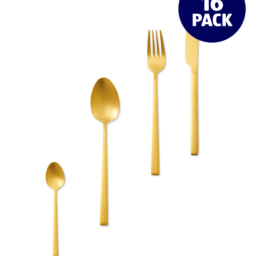 Brushed Gold 16 Piece Cutlery Set