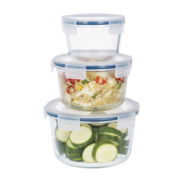 Round Glass Food Storage Containers - 3 Pieces