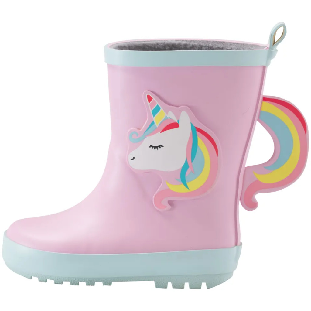 Kids’ Pink Wellington Boots With Unicorn Design
