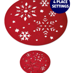 Red Placemats & Coasters 4 Pack