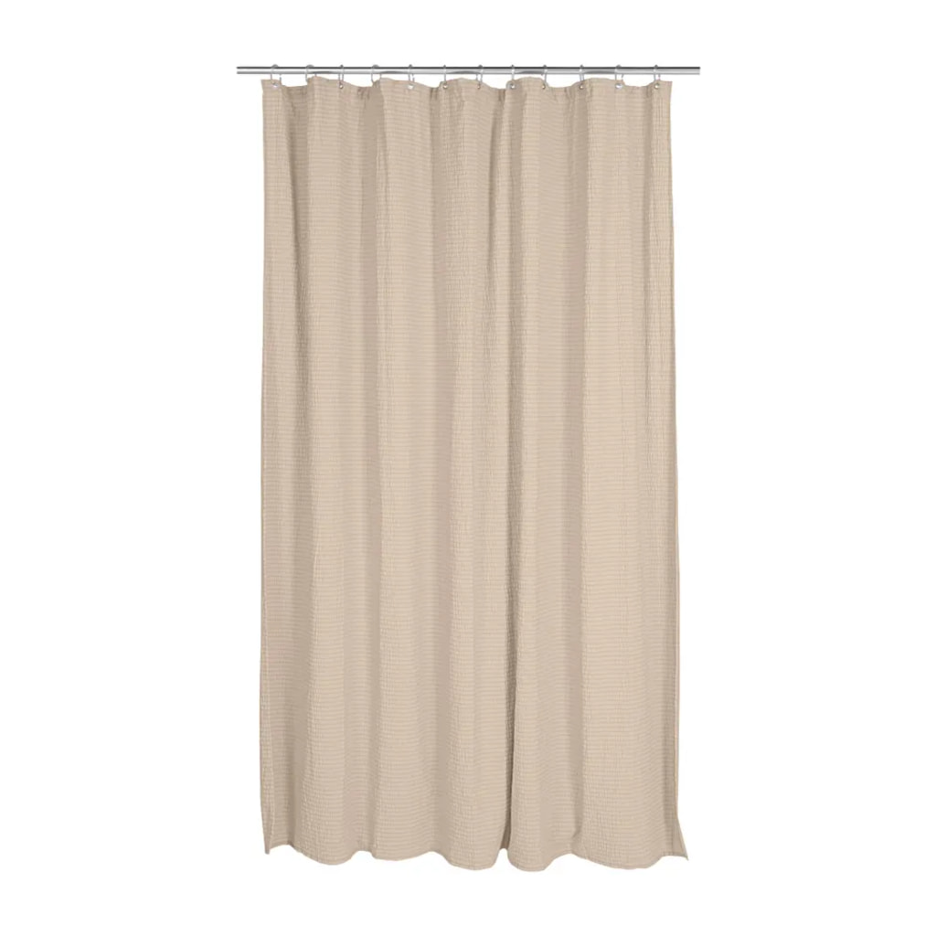 Beige Seersucker Shower Curtain