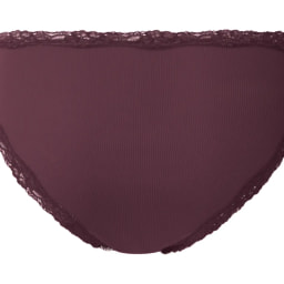 Ladies’ Burgundy and Pink Ribbed Briefs With Lace - 5 Pack